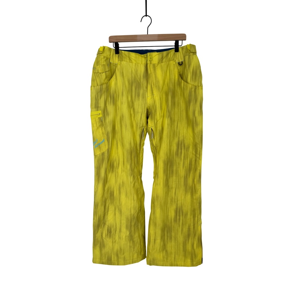 Under Armour Womens XL Yellow Patterned Snow Pants Ski Snowboard Insulated